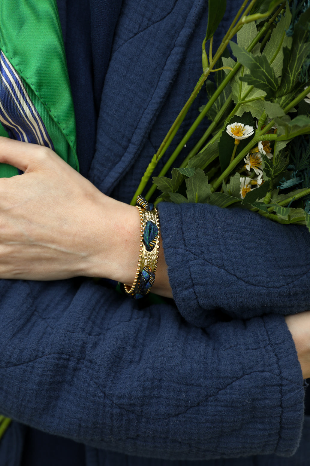 Bracelet Diva et ruban Cerf Bohème, vert