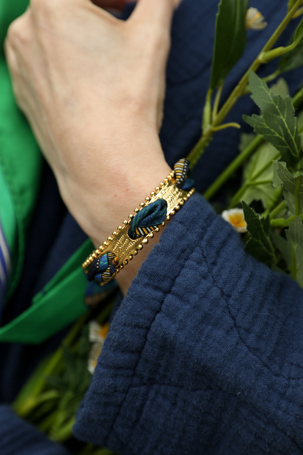 Bracelet Diva et ruban Cerf Bohème, vert