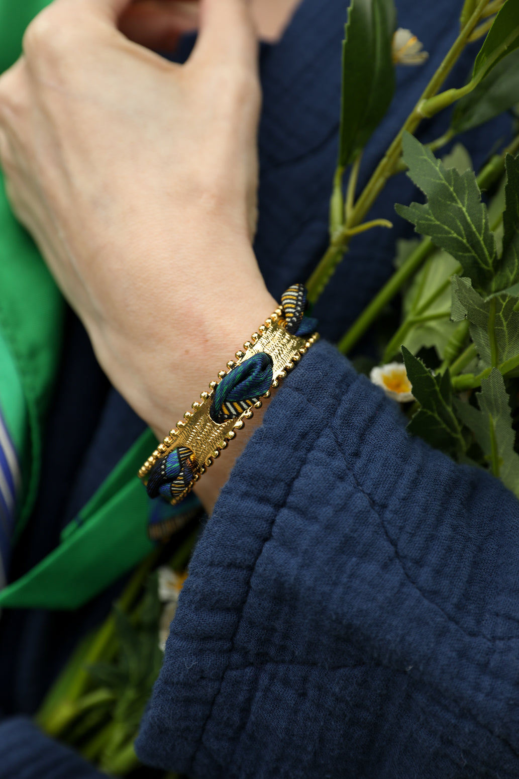 Bracelet Diva et ruban Cerf Bohème, vert