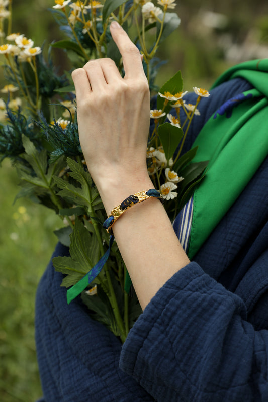 Bracelet Féerie et ruban Cerf Bohème, vert