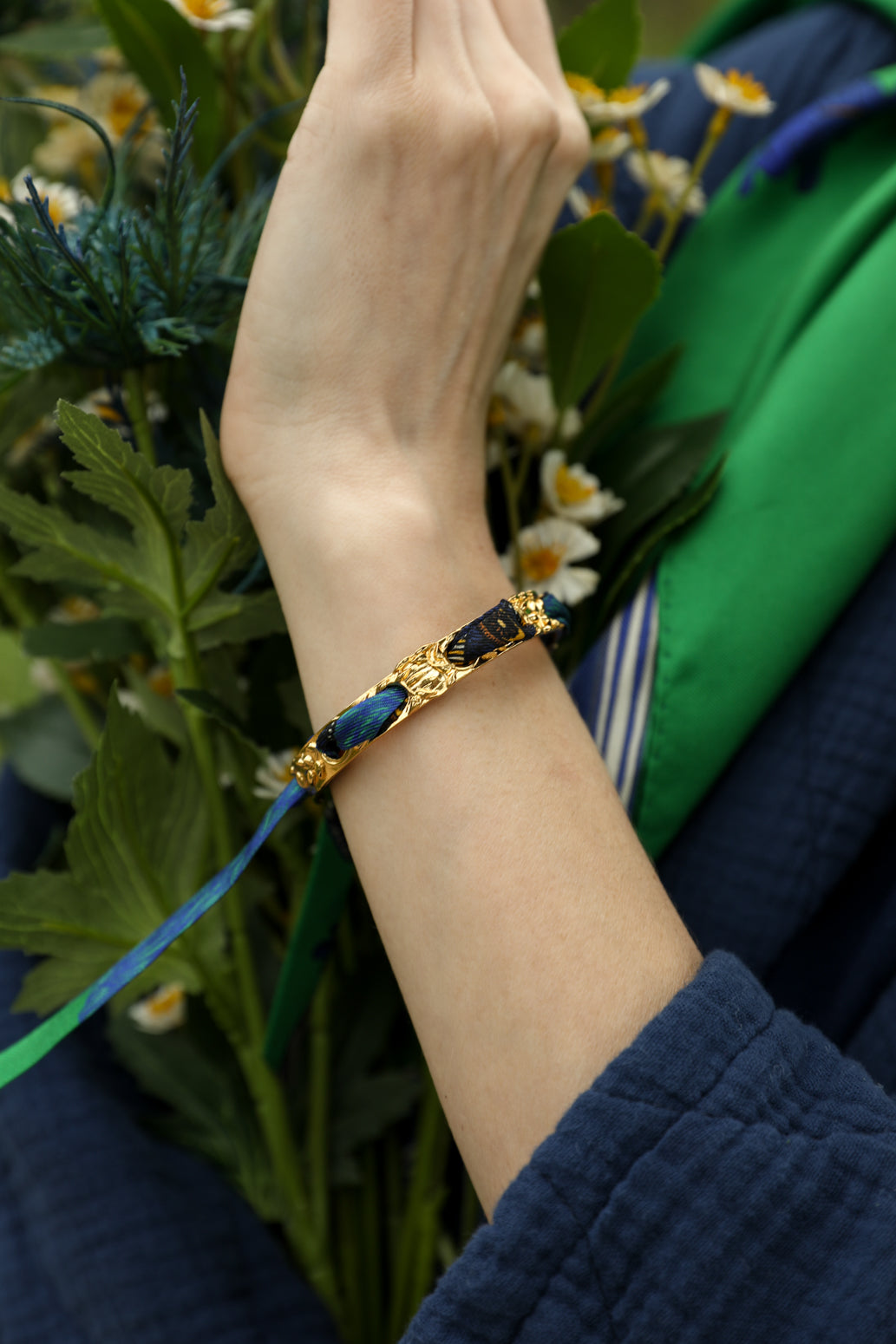 Bracelet Féerie et ruban Cerf Bohème, vert