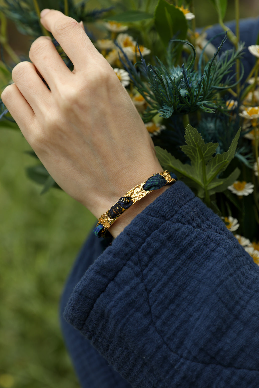 Bracelet Féerie et ruban Cerf Bohème, vert