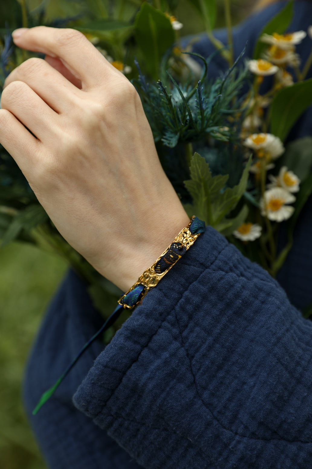 Bracelet Féerie et ruban Cerf Bohème, vert