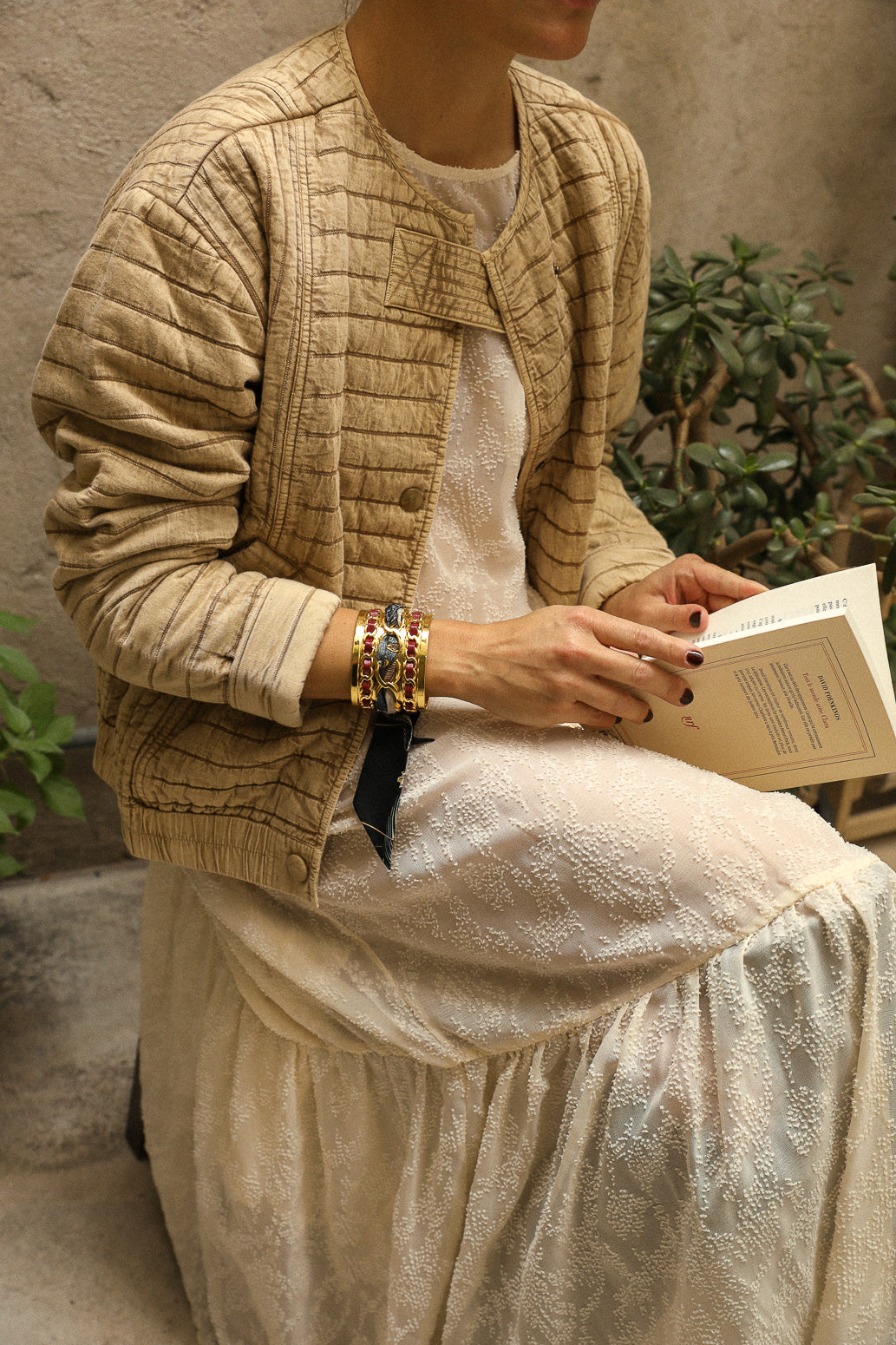 Large December cuff and Bohemian Deer ribbon, black