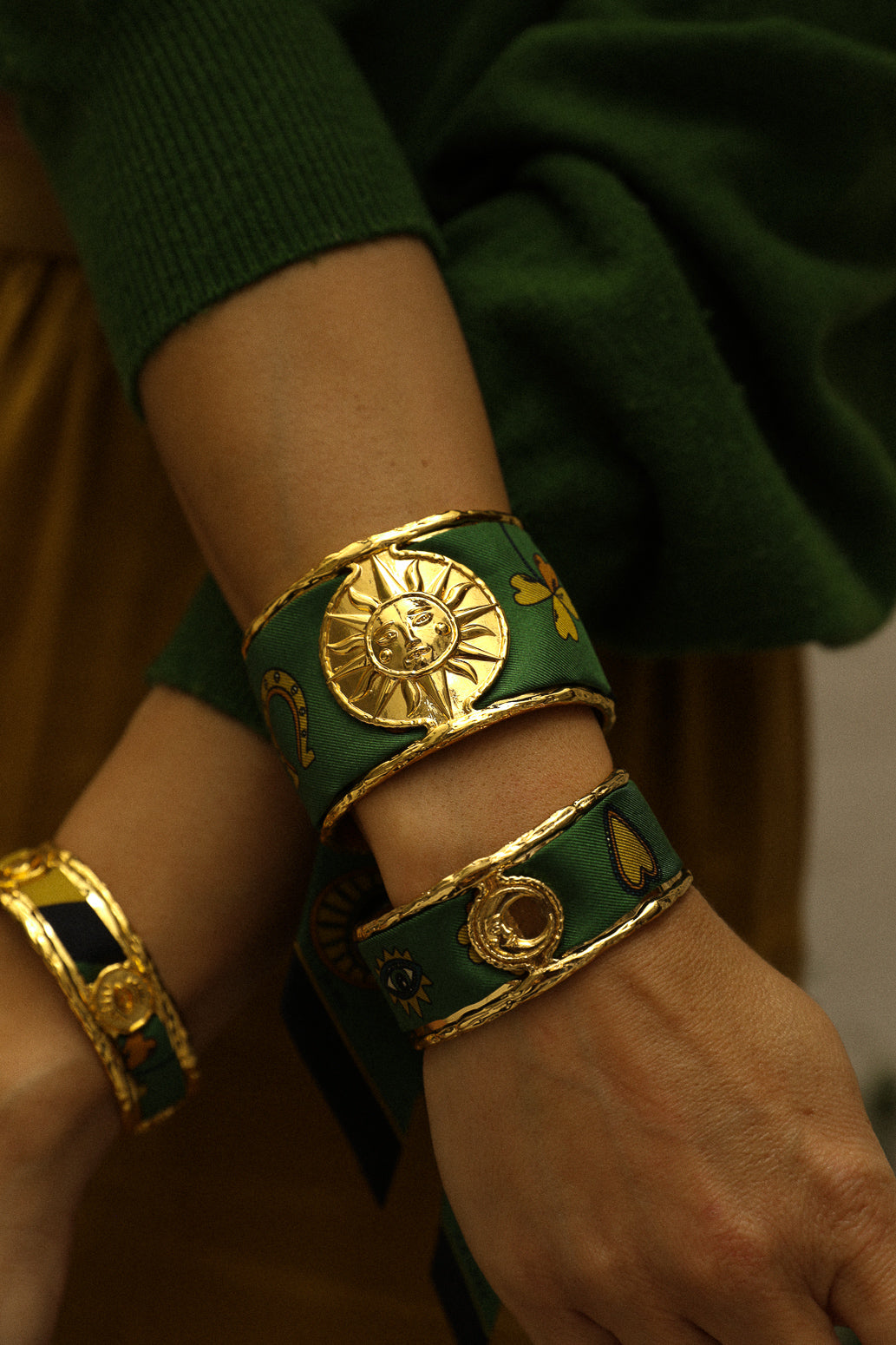 Moon cuff and Luckyou ribbon, green