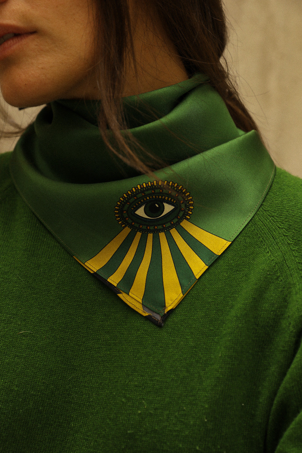 Silk bandana 55cm Luckyou, green