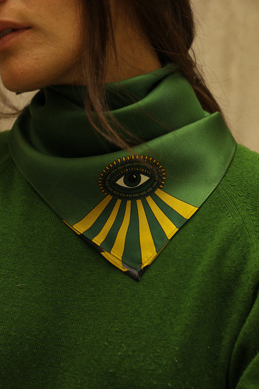 Silk bandana 55cm Luckyou, green