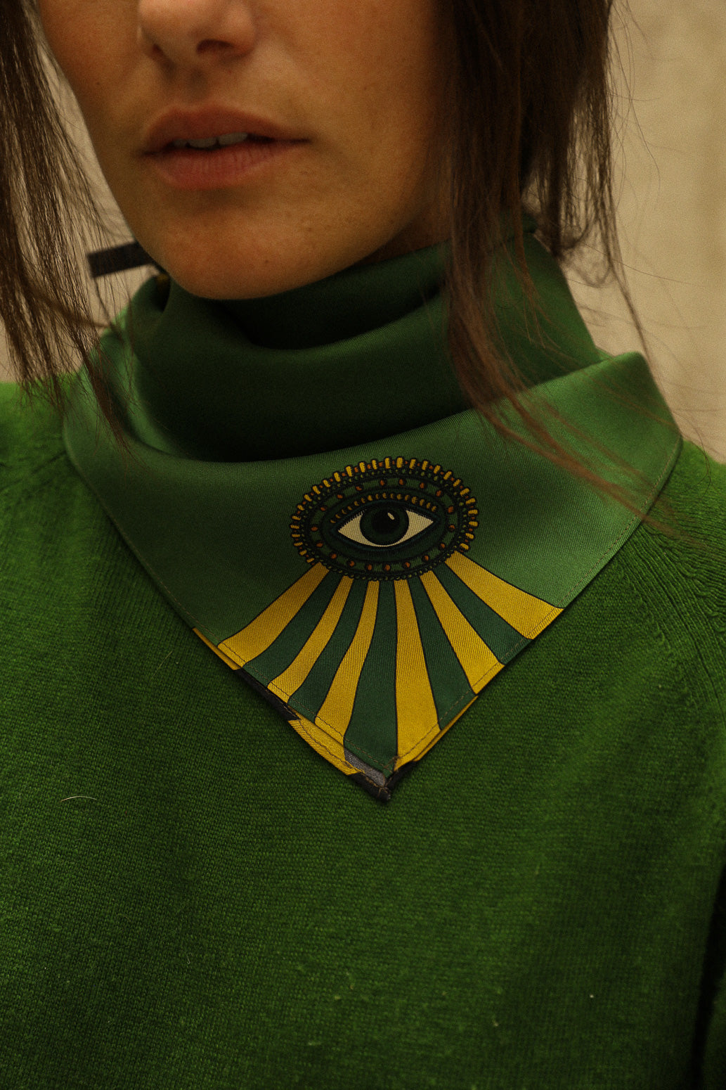 Silk bandana 55cm Luckyou, green