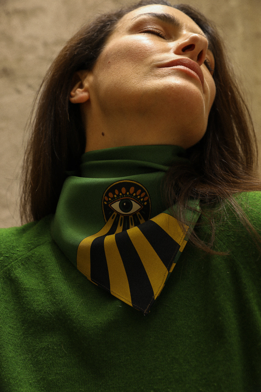 Silk bandana 55cm Luckyou, green