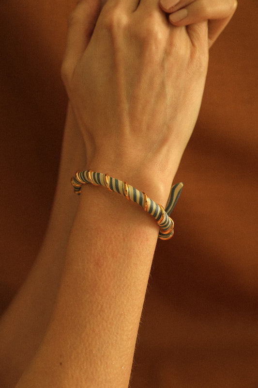 Bracelet Octobre et ruban Marinière neutre