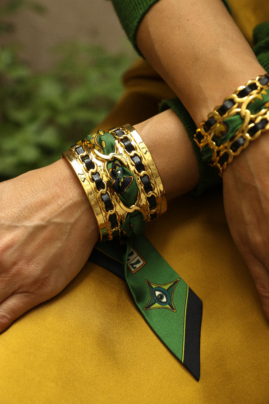 Luckyou silk bracelet 4cm, green