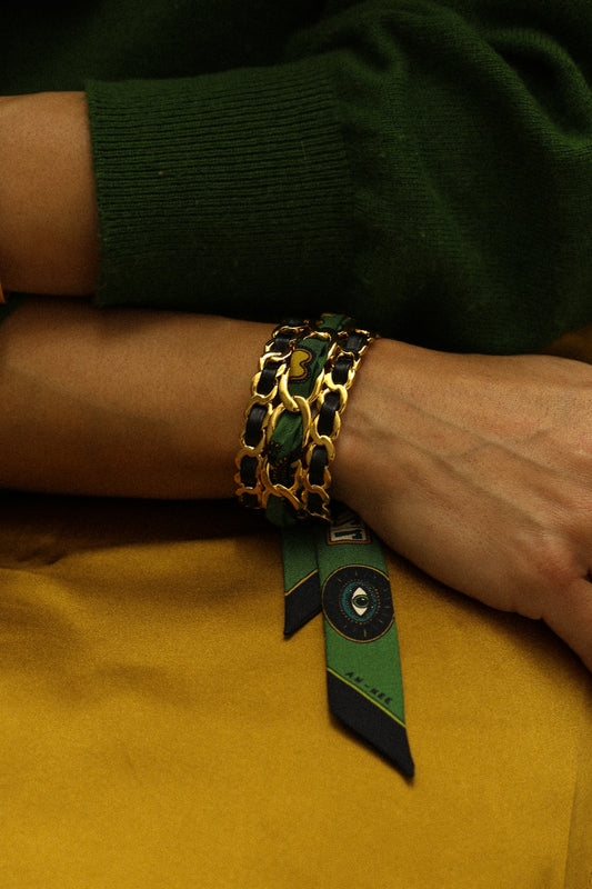 Small December cuff and Luckyou ribbon, green