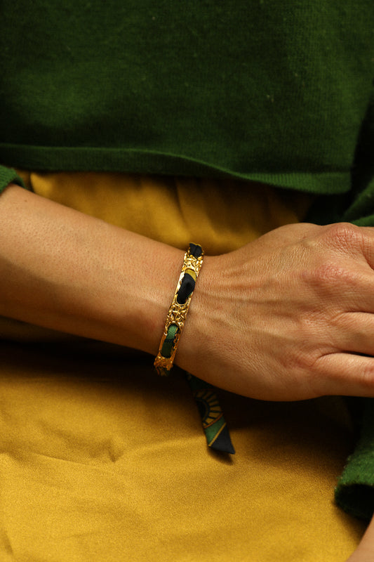 Silk ribbon 1cm Luckyou, green