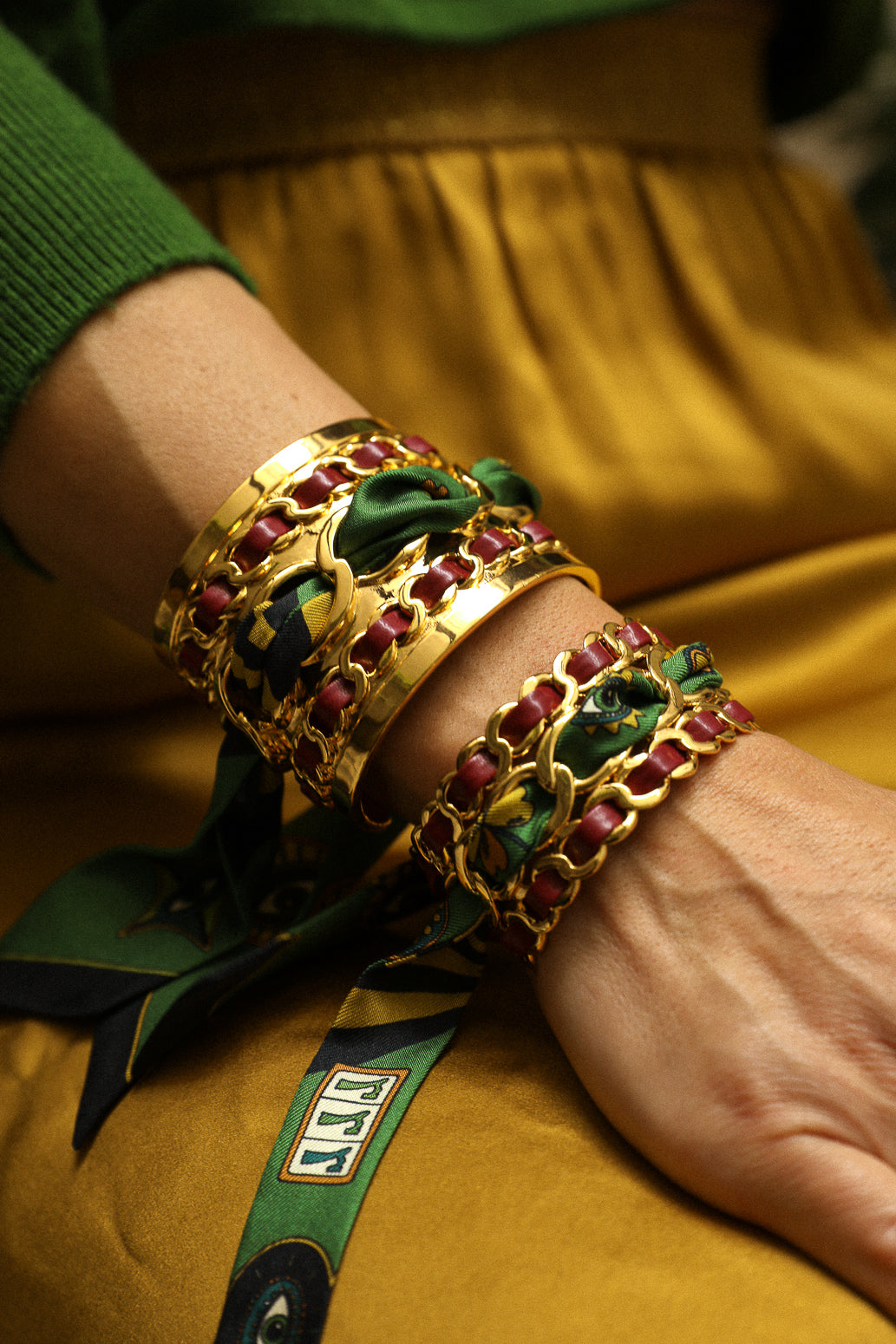 Luckyou silk bracelet 4cm, green