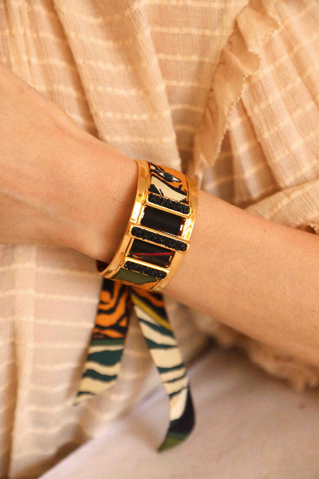 Manchette Quartz et ruban Tigres kaki