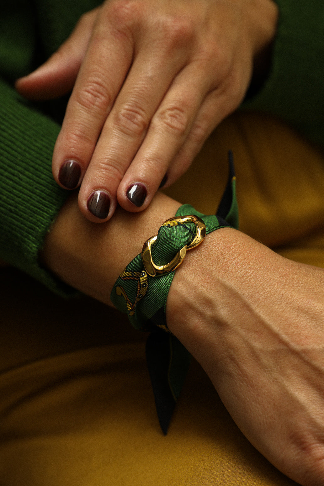 Luckyou silk bracelet 4cm, green