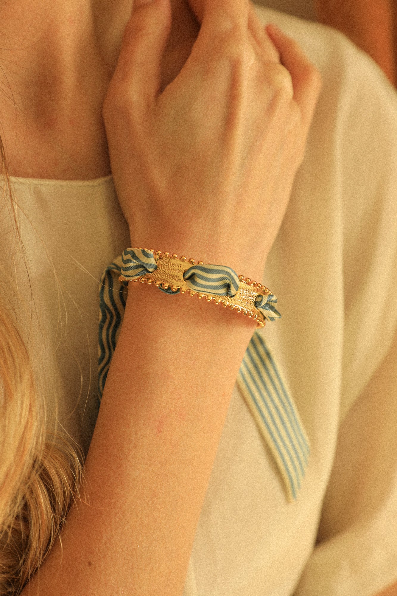 Bracelet Diva et ruban Marinière neutre