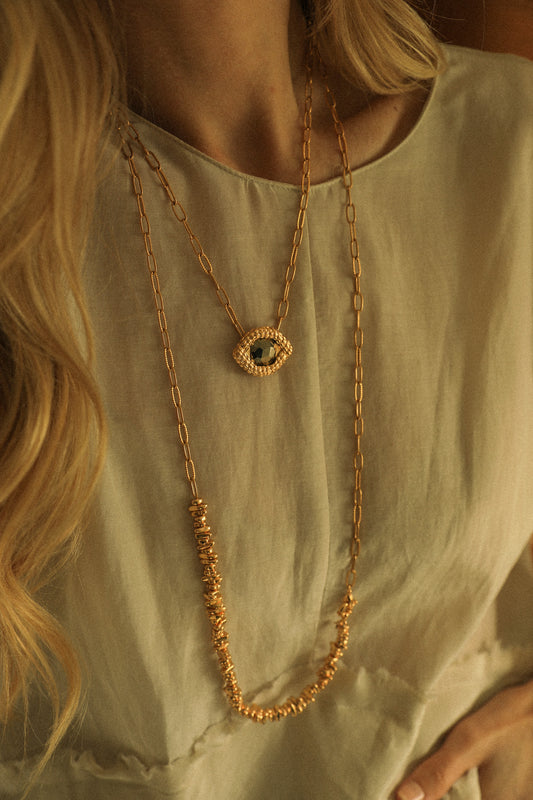 Collier Oeil de Caïman en pyrite