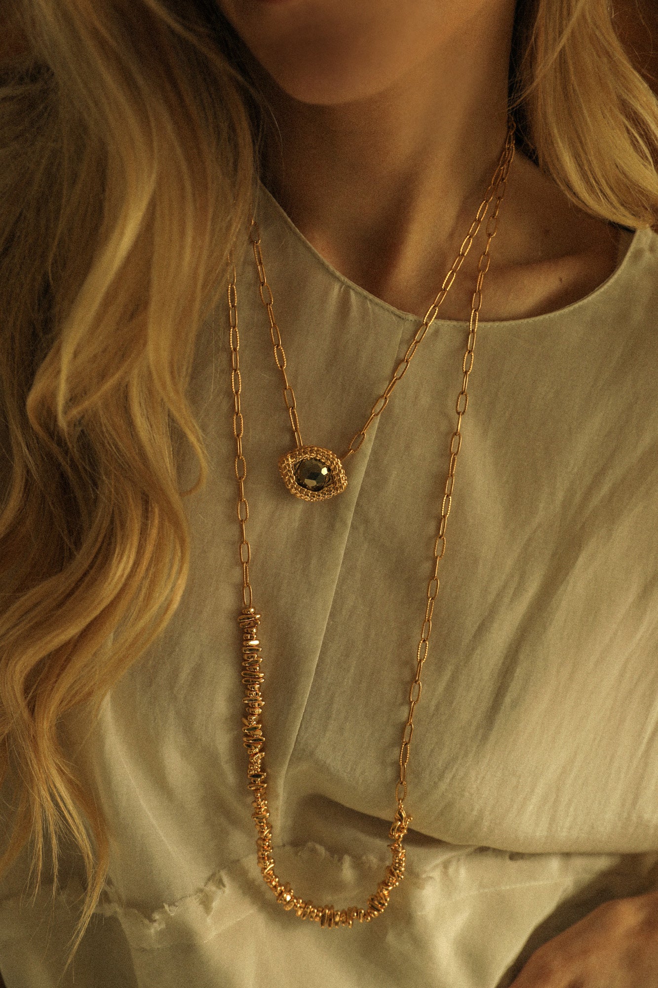 Collier Oeil de Caïman en pyrite