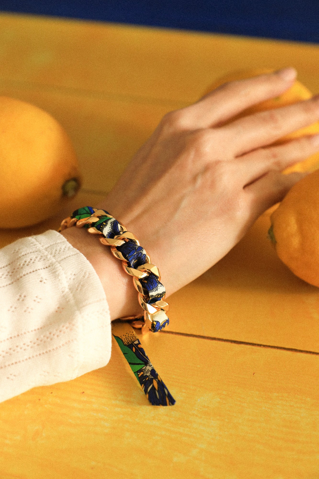 Bracelet Décembre et ruban Cocktail bleu