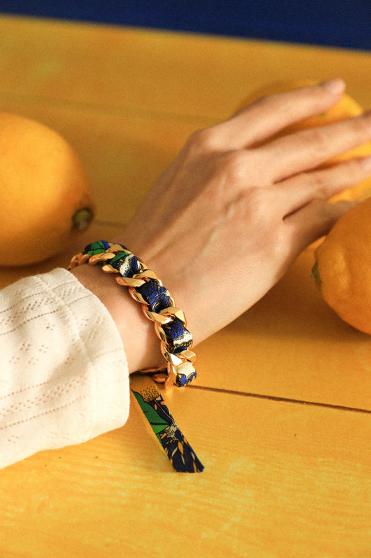 Bracelet Décembre et ruban Cocktail bleu
