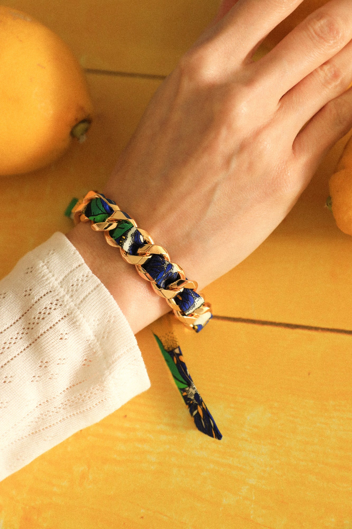Bracelet Décembre et ruban Cocktail bleu