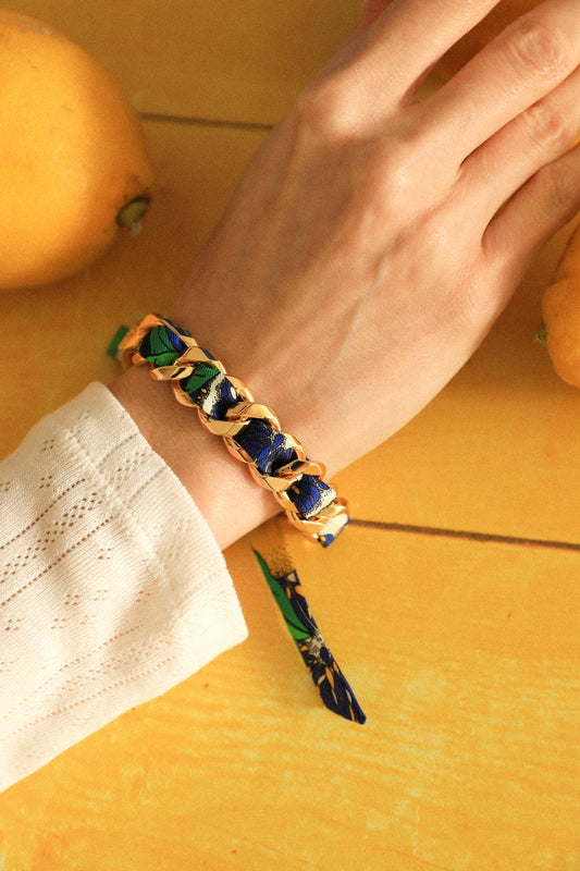 Bracelet Décembre et ruban Cocktail bleu
