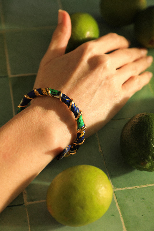 Bracelet Octobre et ruban Cocktail bleu