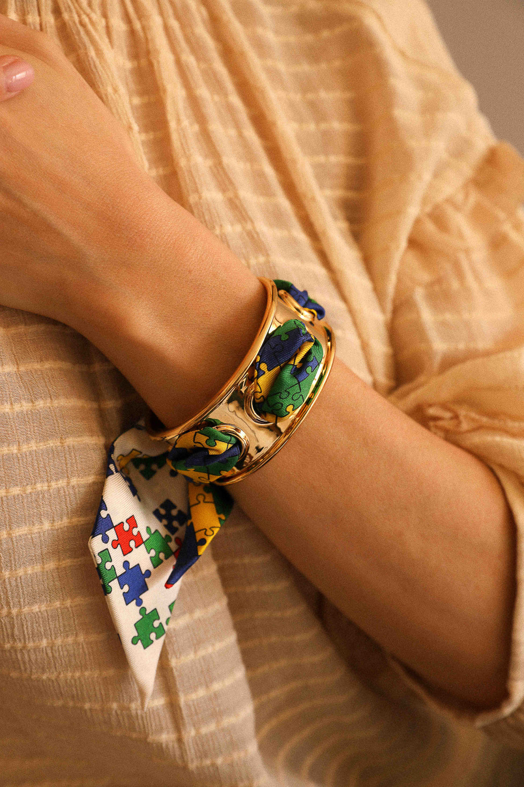 November cuff and Leopard ribbon, blue/yellow