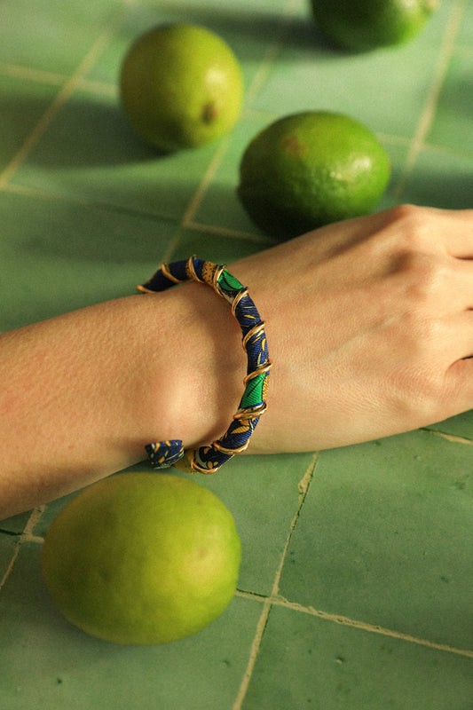 Bracelet Octobre et ruban Cocktail bleu