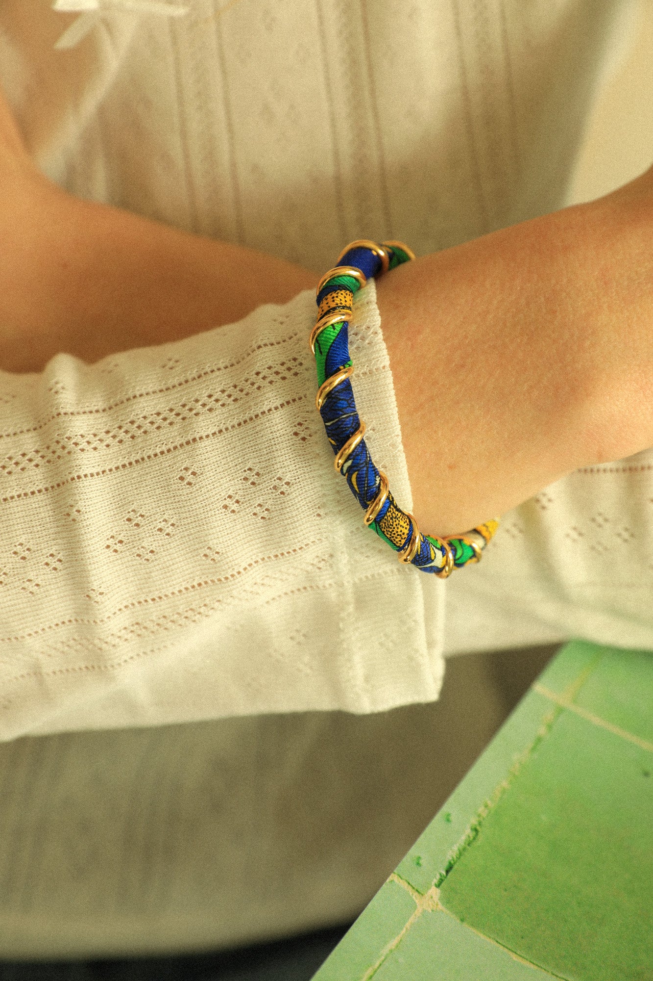 Bracelet Octobre et ruban Cocktail bleu