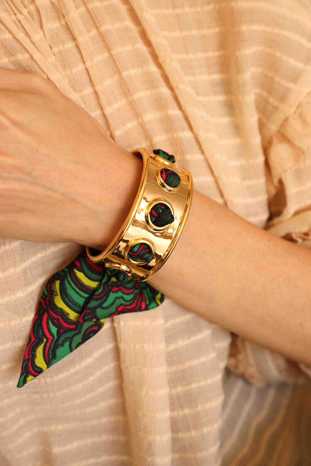 November cuff and Leopard ribbon, blue/yellow