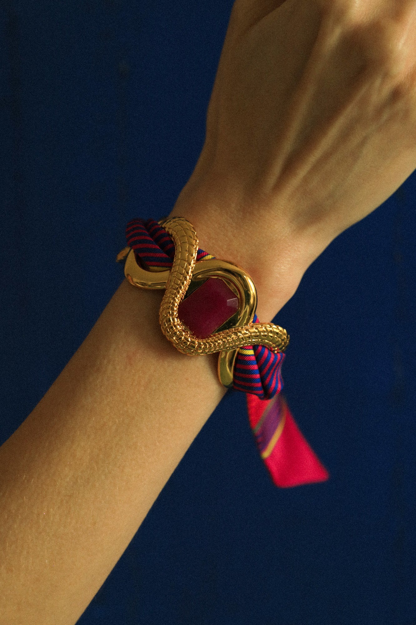 Manchette Caïman Agate Rose et ruban Summer
