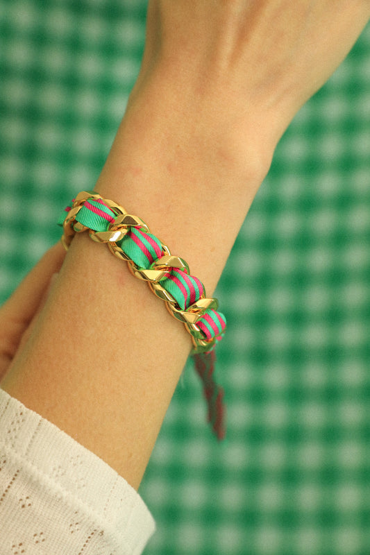 Bracelet Décembre et ruban Marinière coloré
