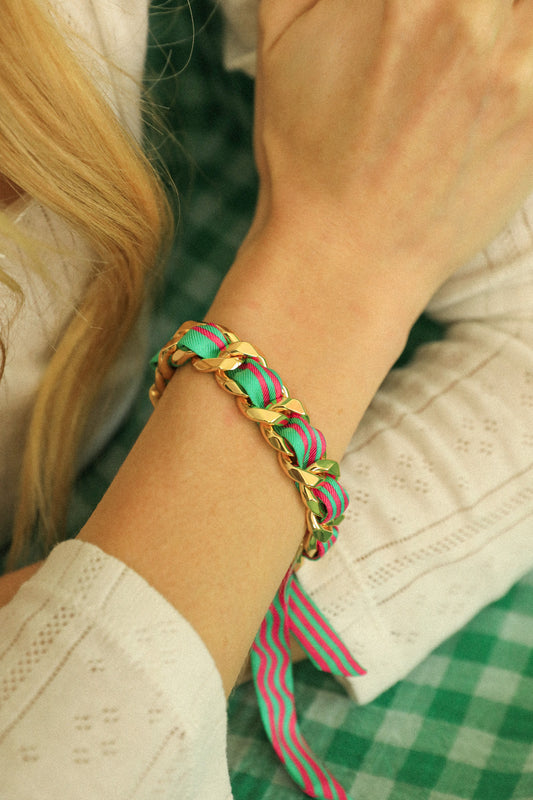 Bracelet Décembre et ruban Marinière coloré