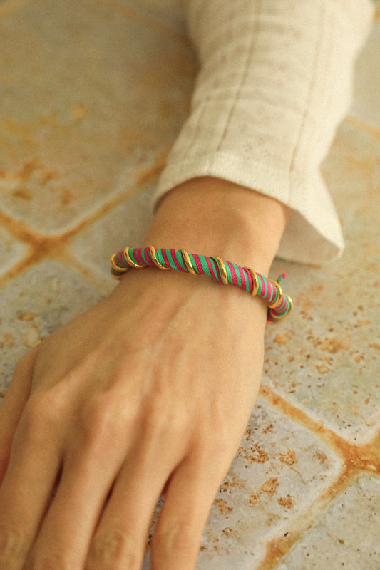 Bracelet Octobre et ruban Marinière coloré