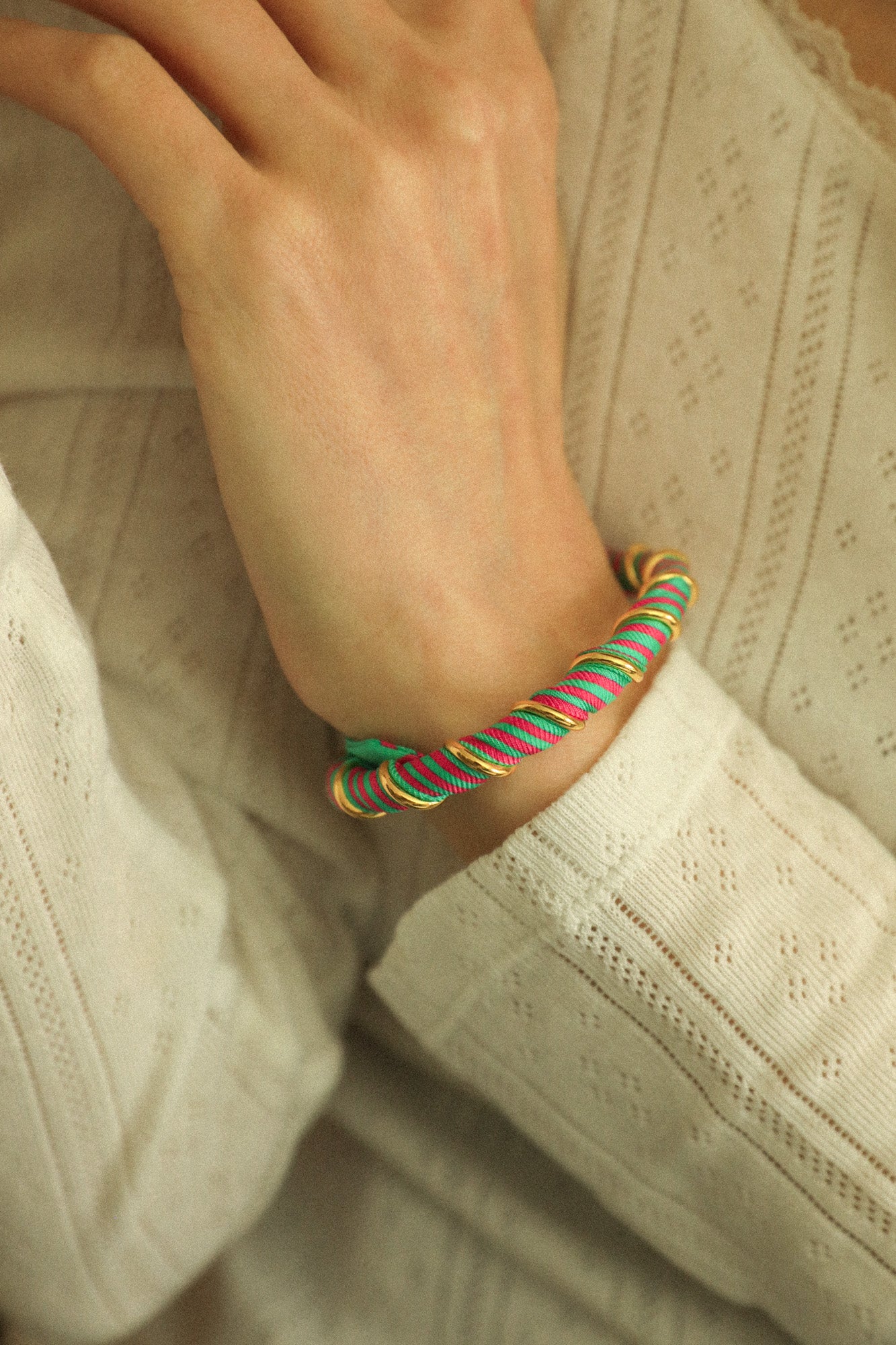 Bracelet Octobre et ruban Marinière coloré