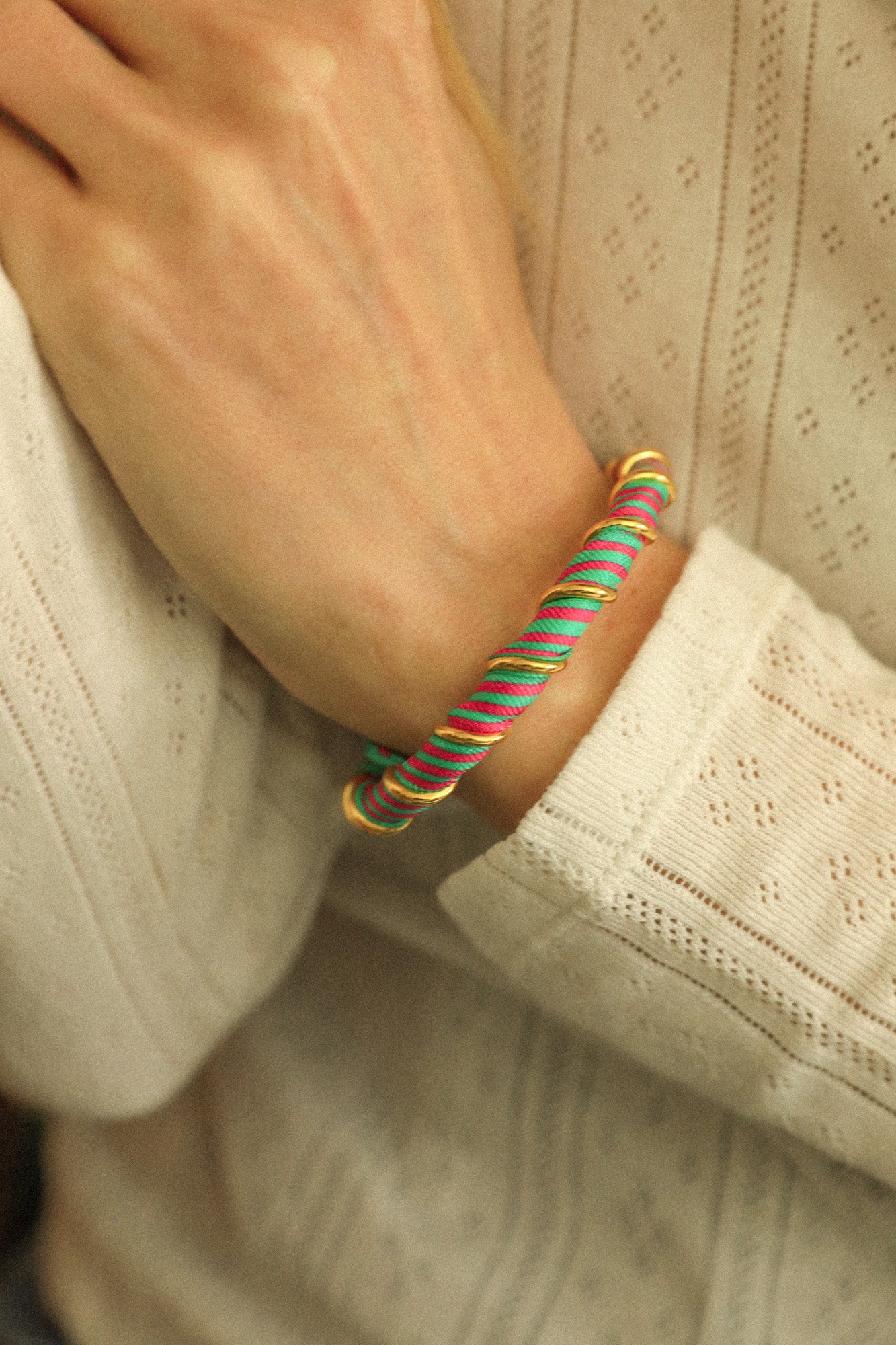 Bracelet Octobre et ruban Marinière coloré
