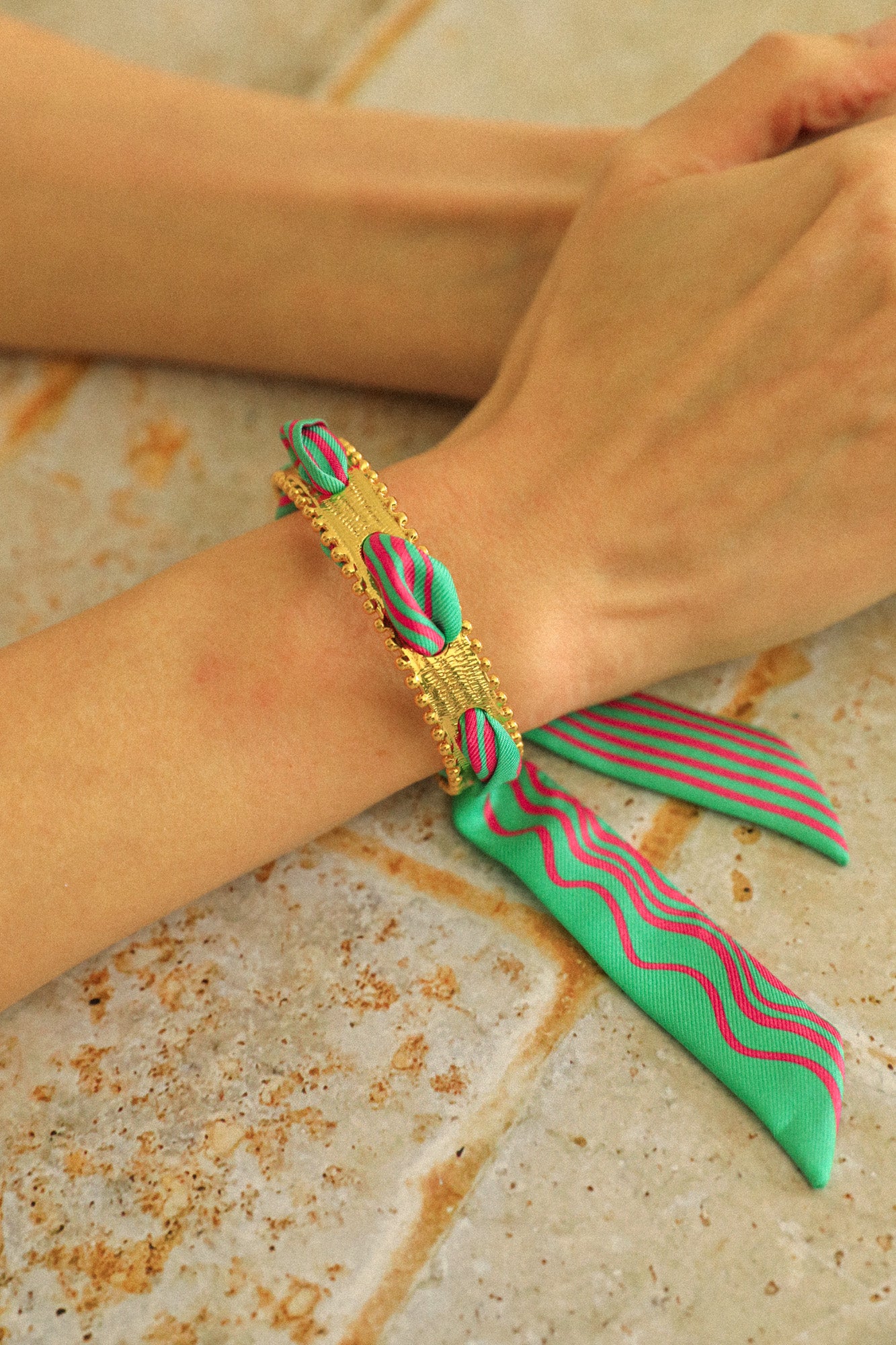 Bracelet Diva et ruban Marinière coloré