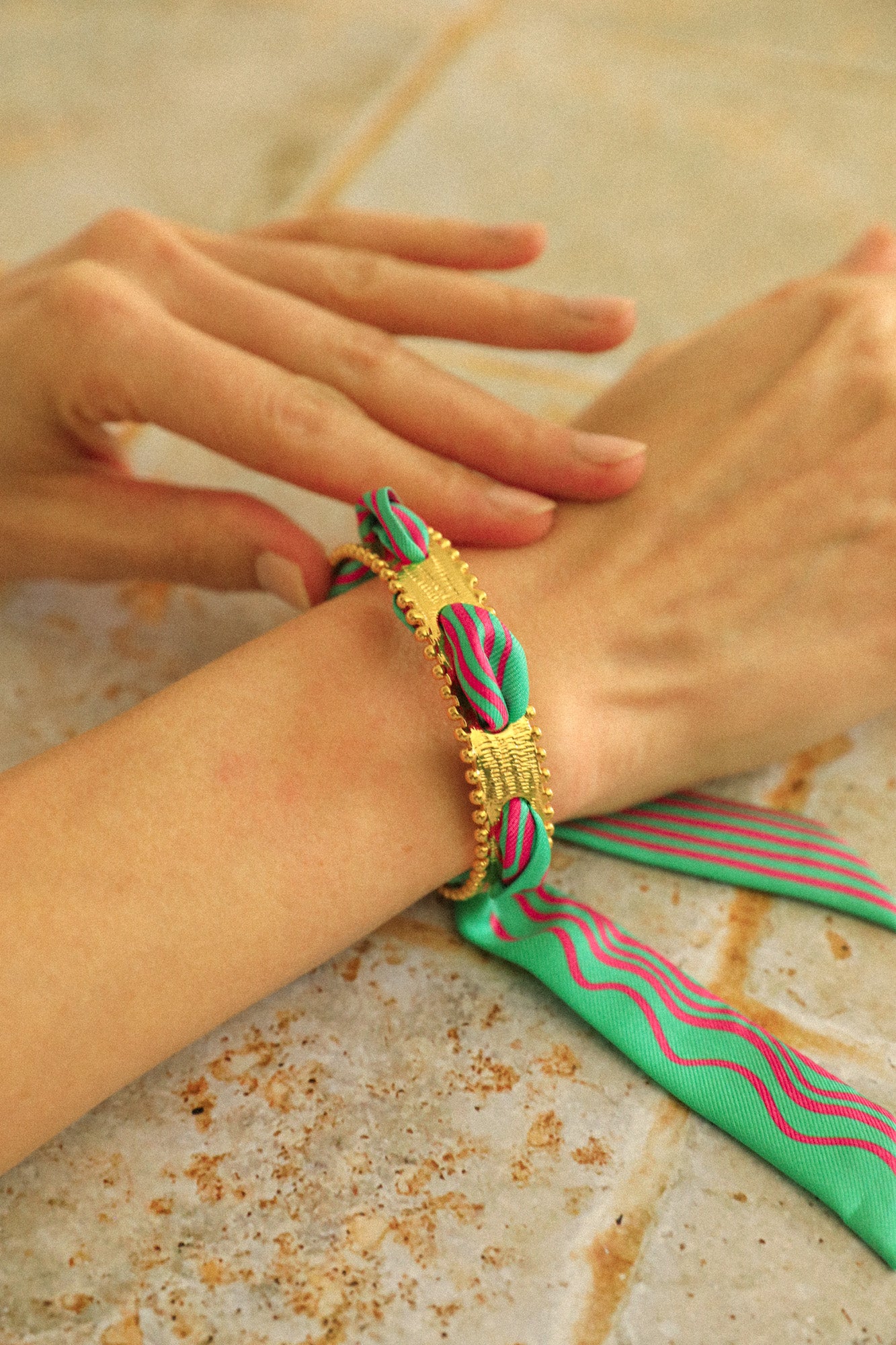 Bracelet Diva et ruban Marinière coloré