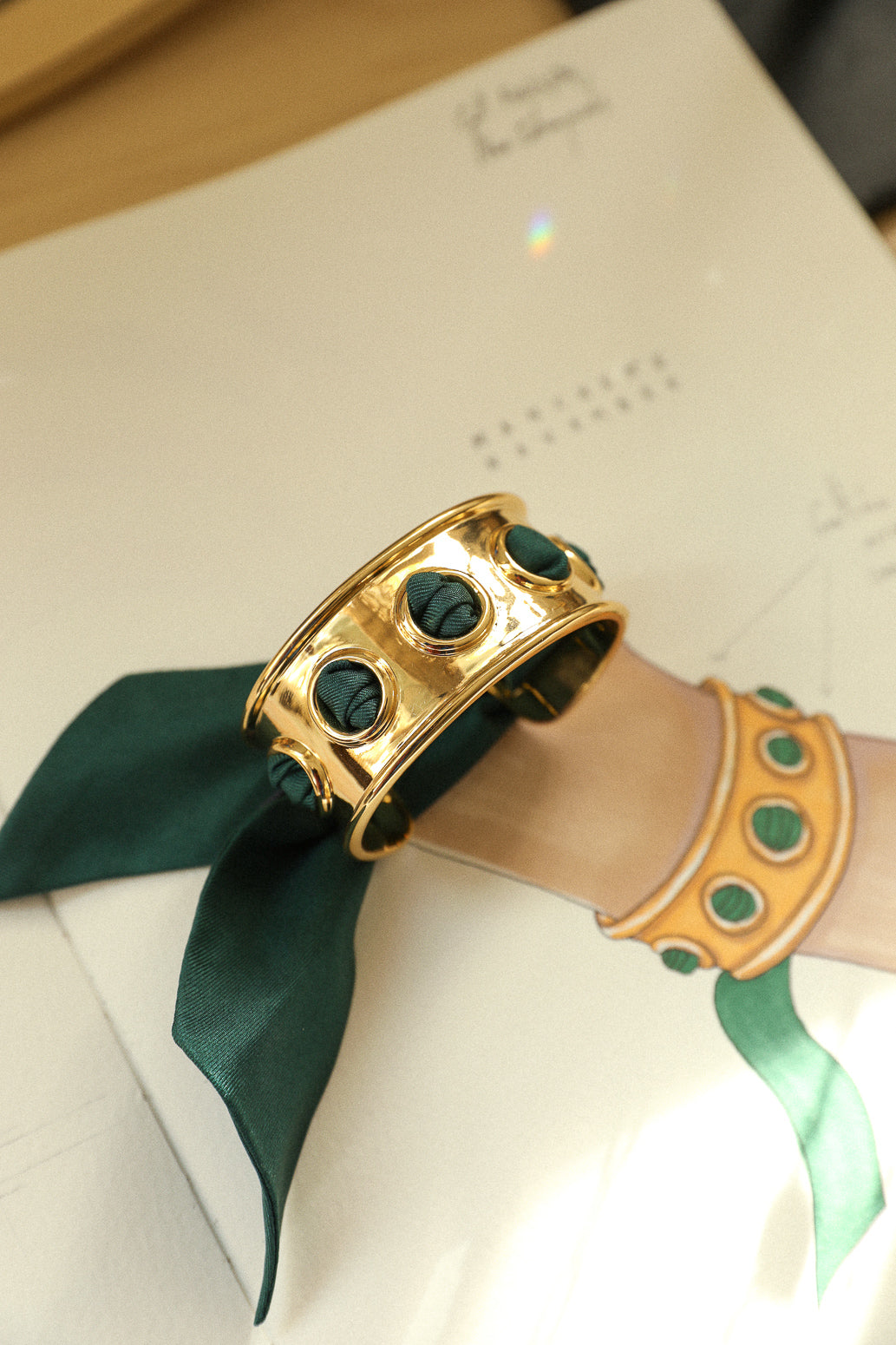 November cuff and Leopard ribbon, blue/yellow