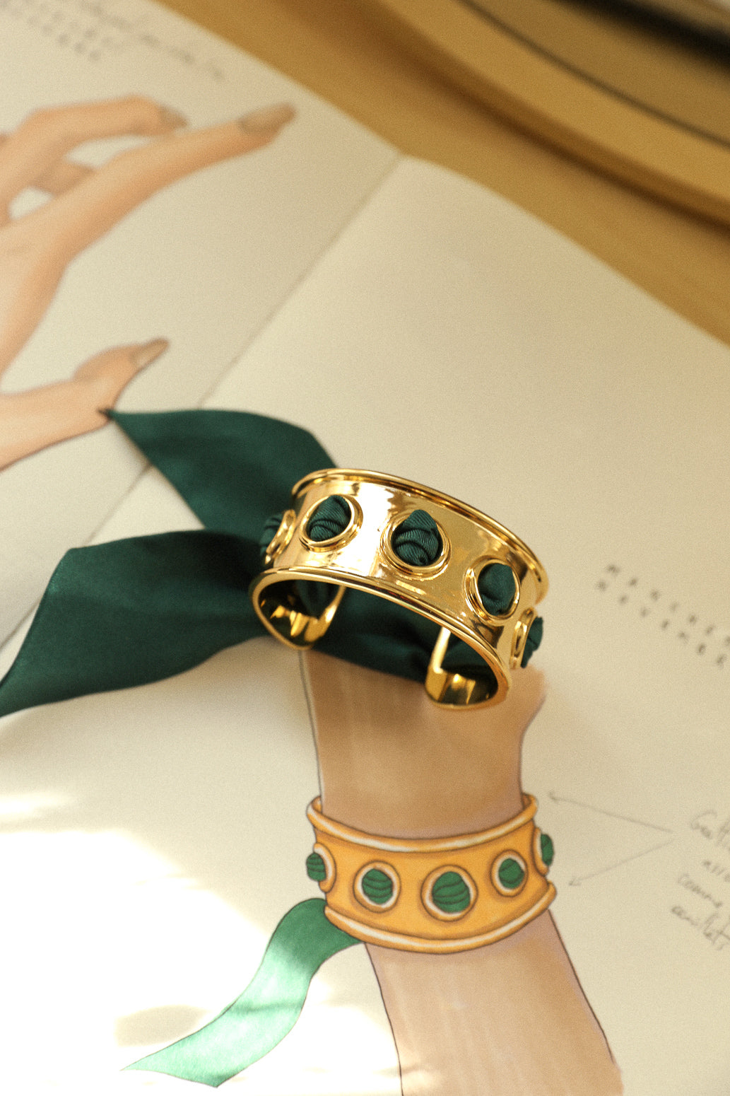 November cuff and Leopard ribbon, blue/yellow