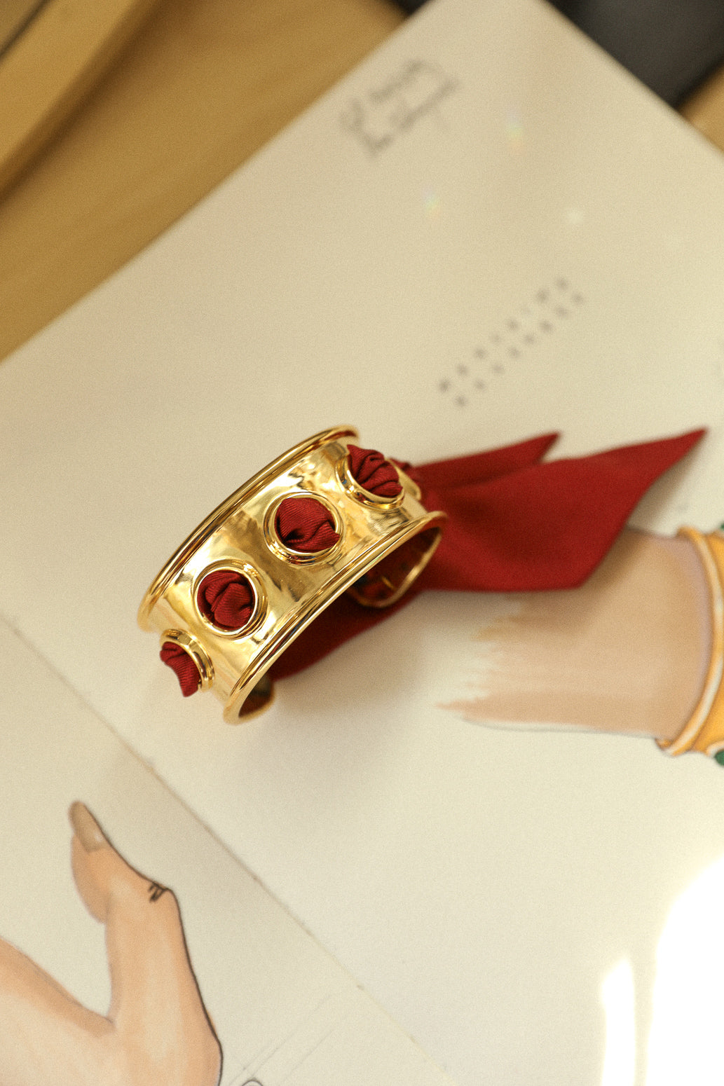 November cuff and Leopard ribbon, blue/yellow