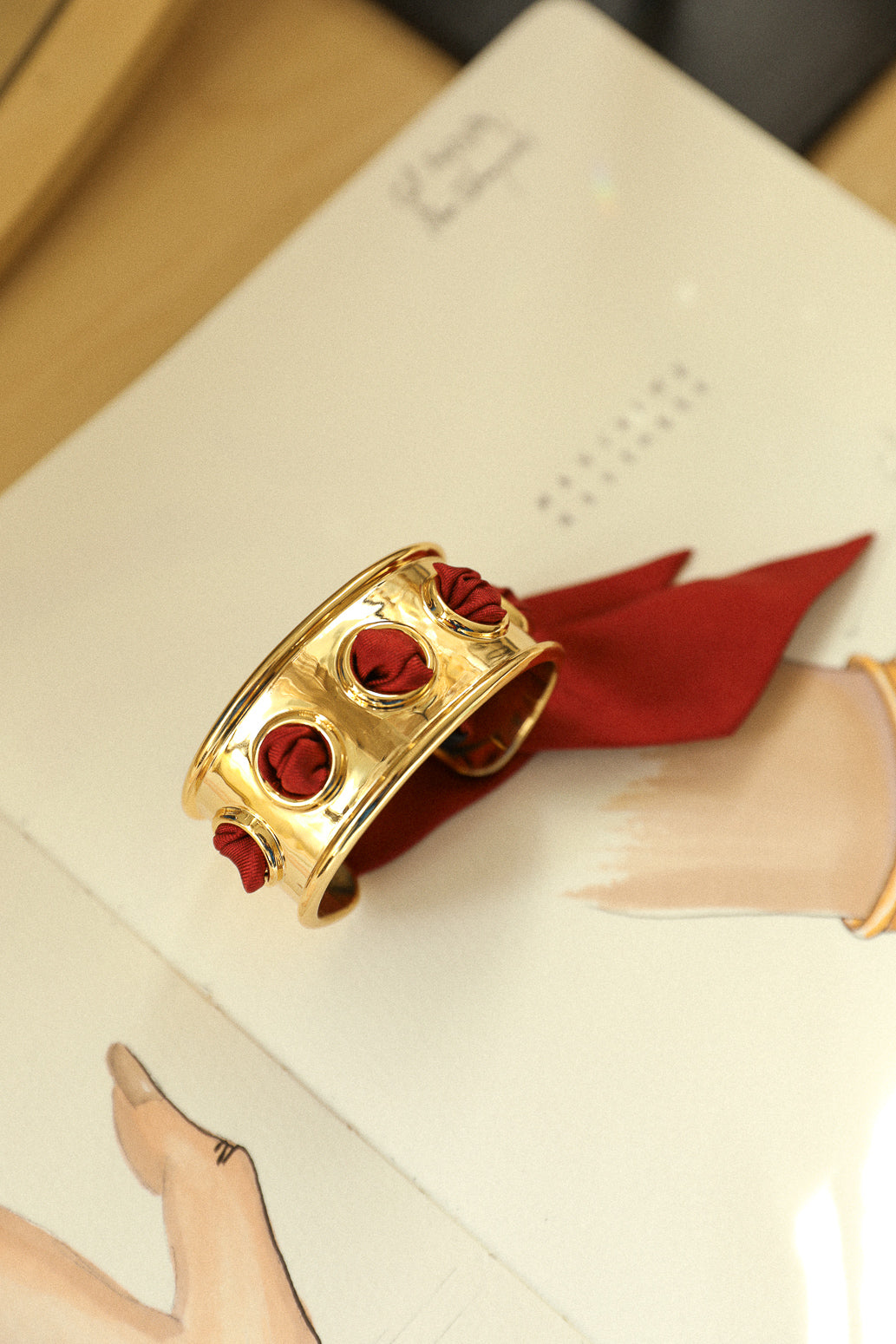 November cuff and Leopard ribbon, blue/yellow