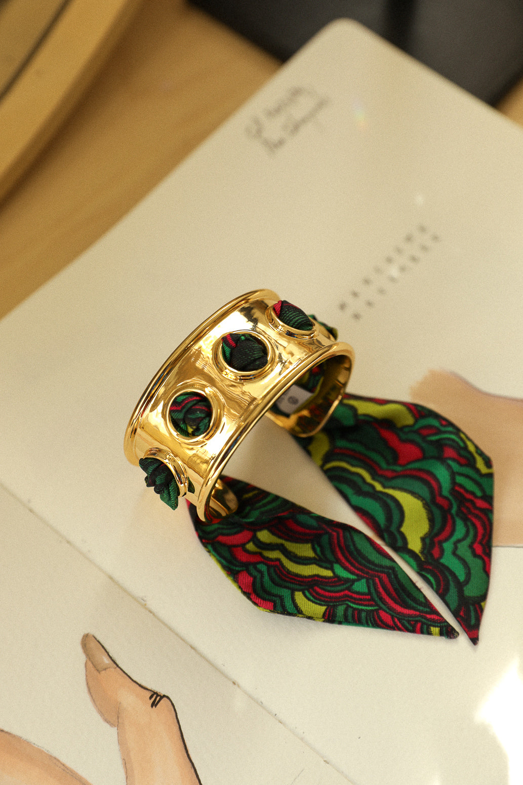 November cuff and Leopard ribbon, blue/yellow