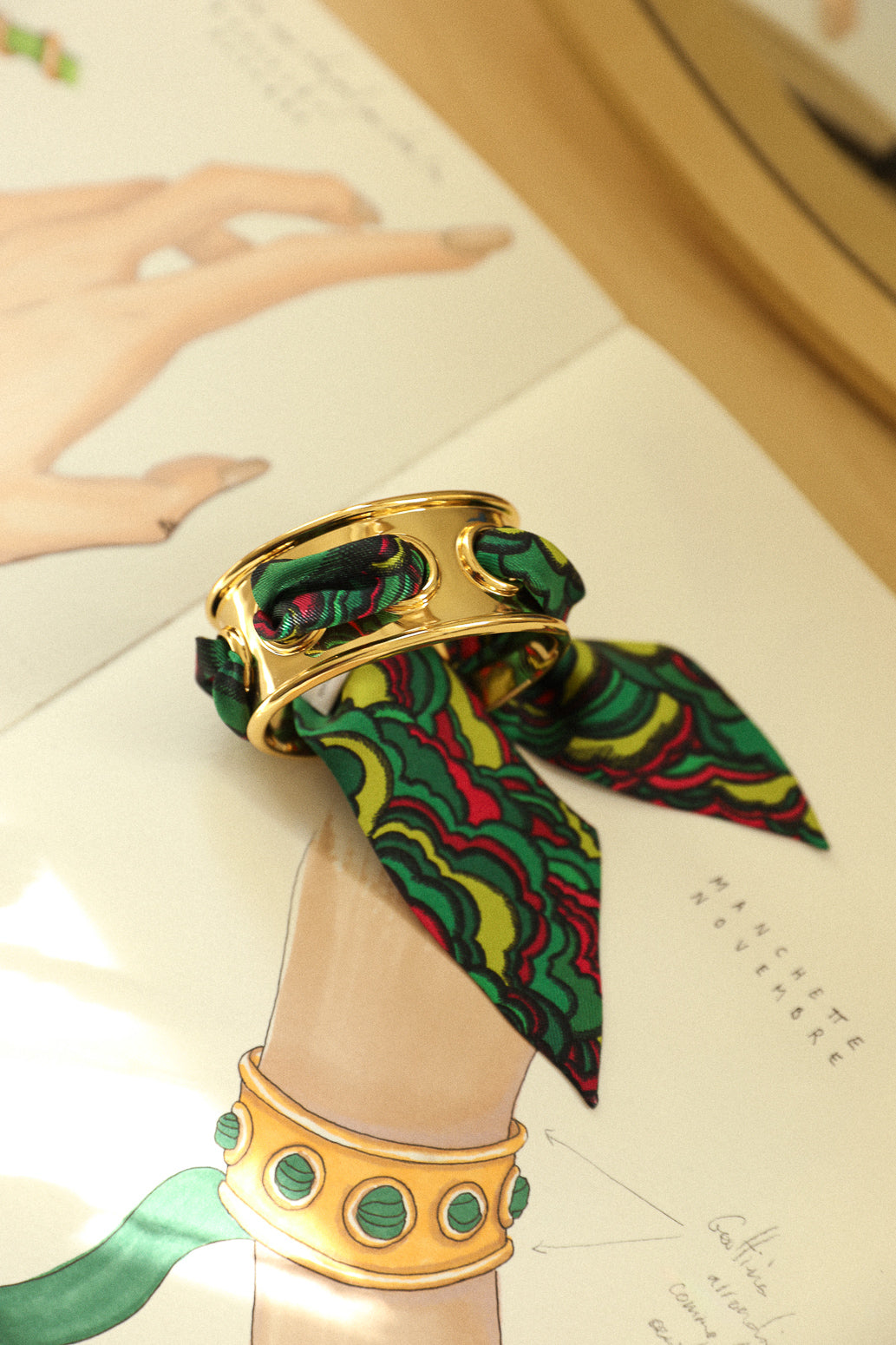 November cuff and Leopard ribbon, blue/yellow