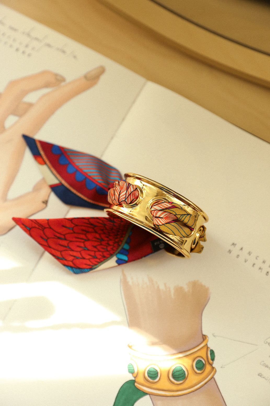 November cuff and Leopard ribbon, blue/yellow