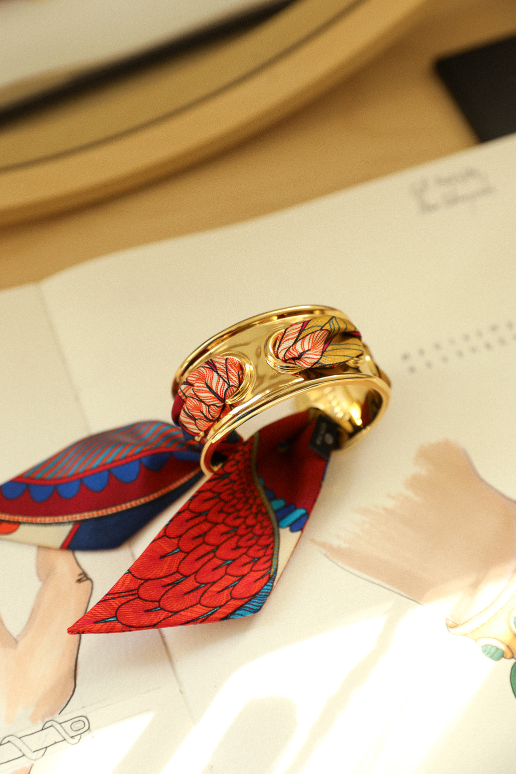 November cuff and Leopard ribbon, blue/yellow