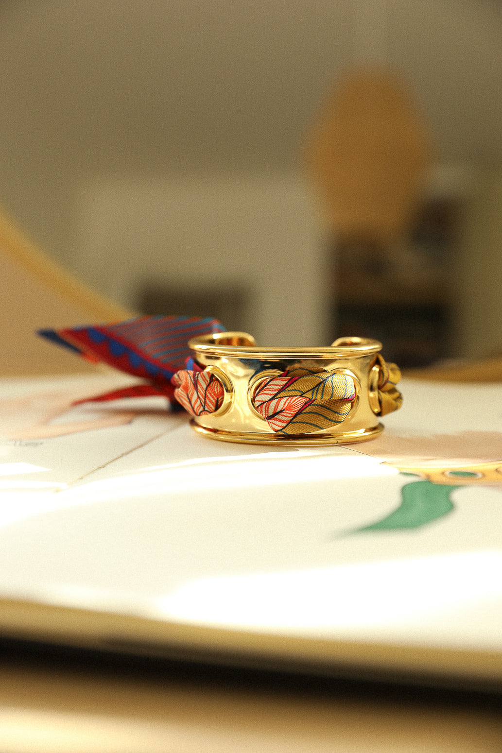 November cuff and Leopard ribbon, blue/yellow