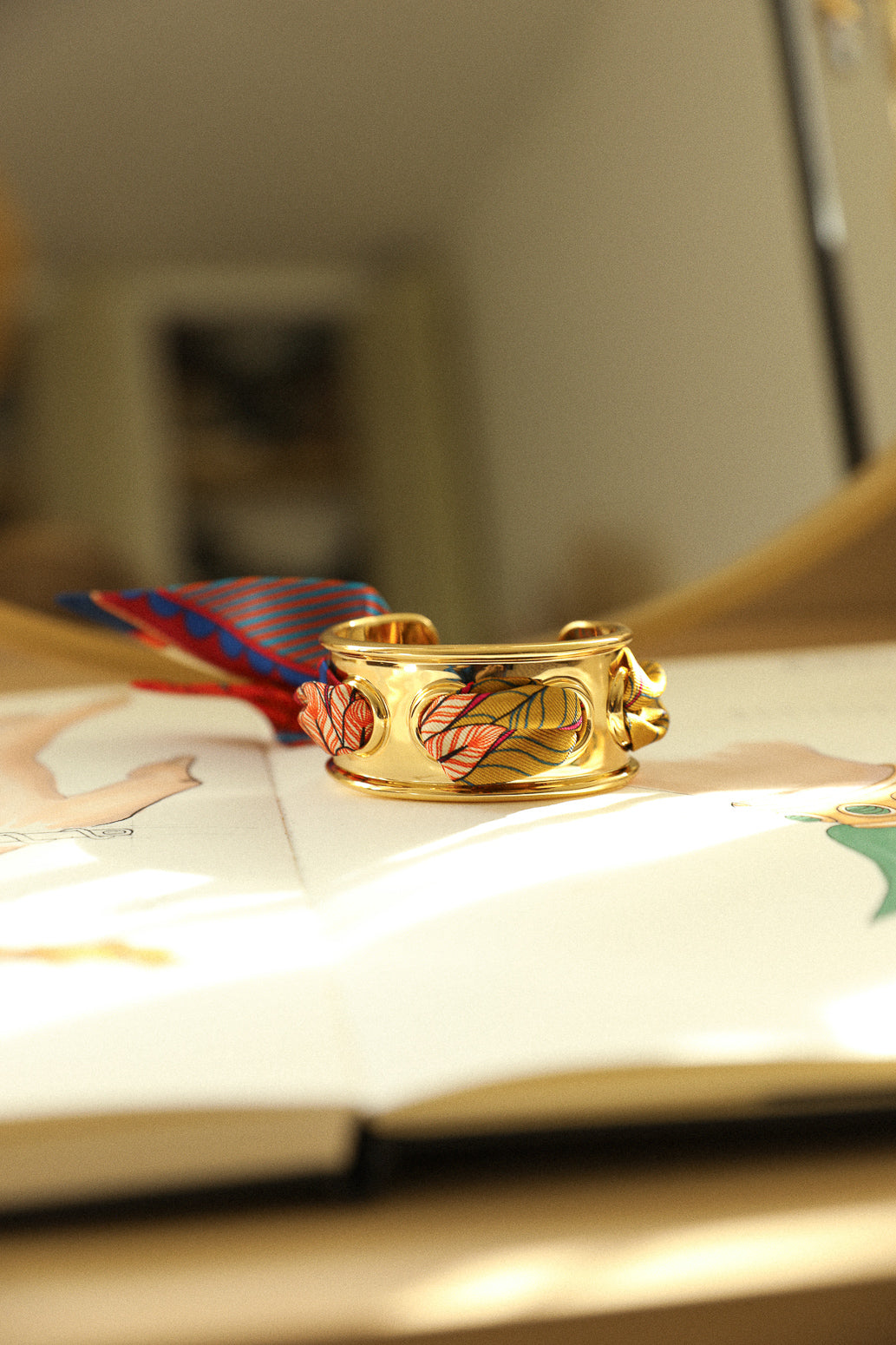 November cuff and Leopard ribbon, blue/yellow